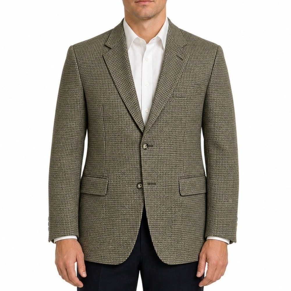 Warren Sewell Mens‎ 44R Western Blazer Brown Houndstooth Wool Blend Sport Coat
